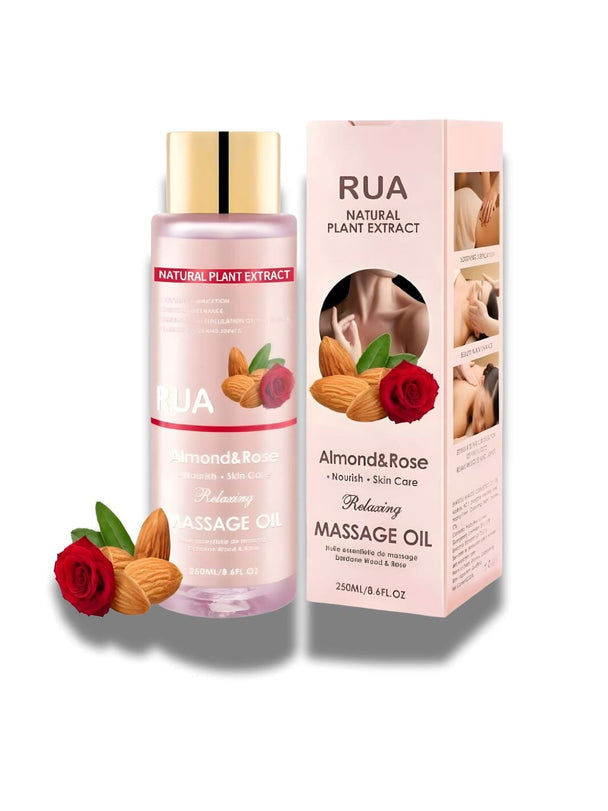 Huile de massage de rose, jojoba avec extrait d'amande douce - 250 ml MassageSanté 