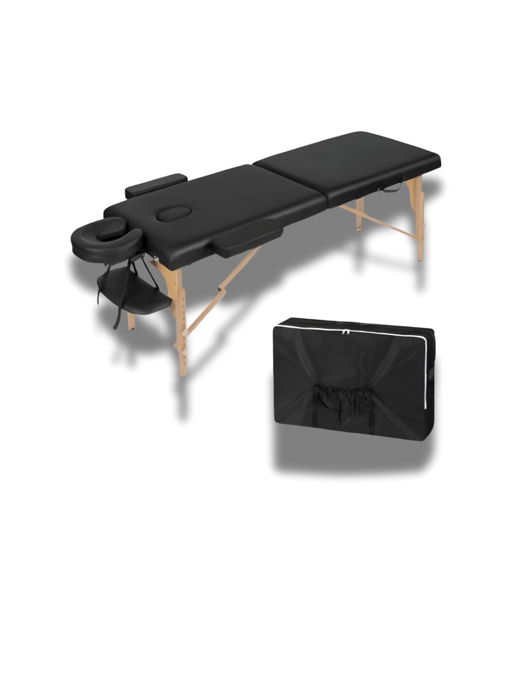 Table de massage pliante ajustable professionnelle - Noire (185x58.5cm) MassageSanté 